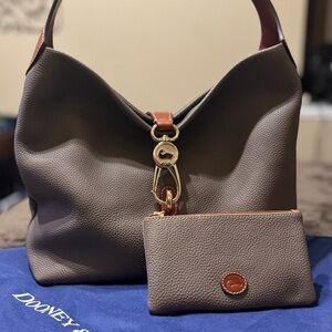 Dooney & Bourke Tan Hobo Bag with Gold-Toned Clasp